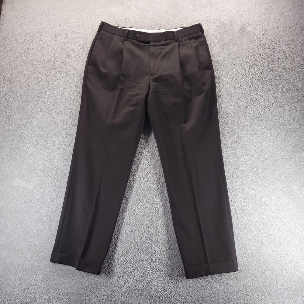 Brooks Brothers Dress Pants Mens 37x30 Brown Madison Pleated Wool Trousers